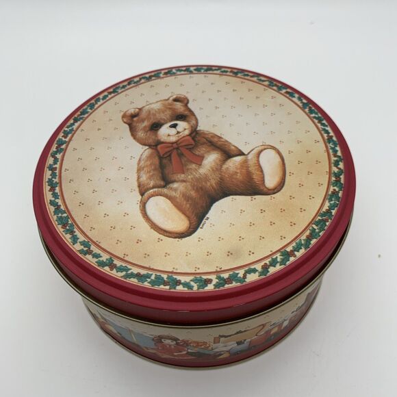 Vtg House of Lloyd 3 Nesting Tins plus 1 Round Tray 1989 with Plush Teddy Bear - Picture 7 of 11